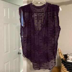 Rebecca Taylor sheer deep purple top . Size small